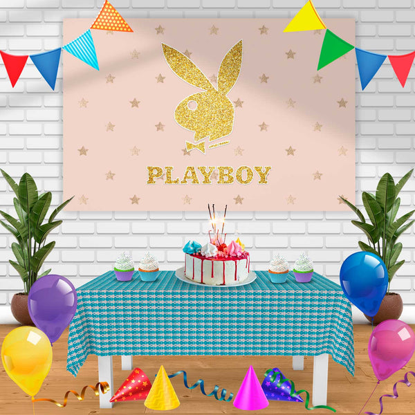 Playboy Gold Stars Birthday Banner Personalized Party Backdrop Decoration