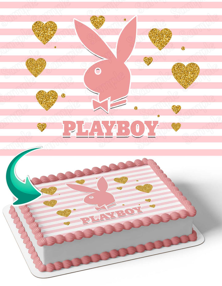 Playboy Hearts Rose Gold Edible Cake Toppers