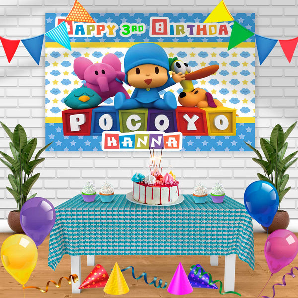 Pocoyo Hj Birthday Banner Personalized Party Backdrop Decoration