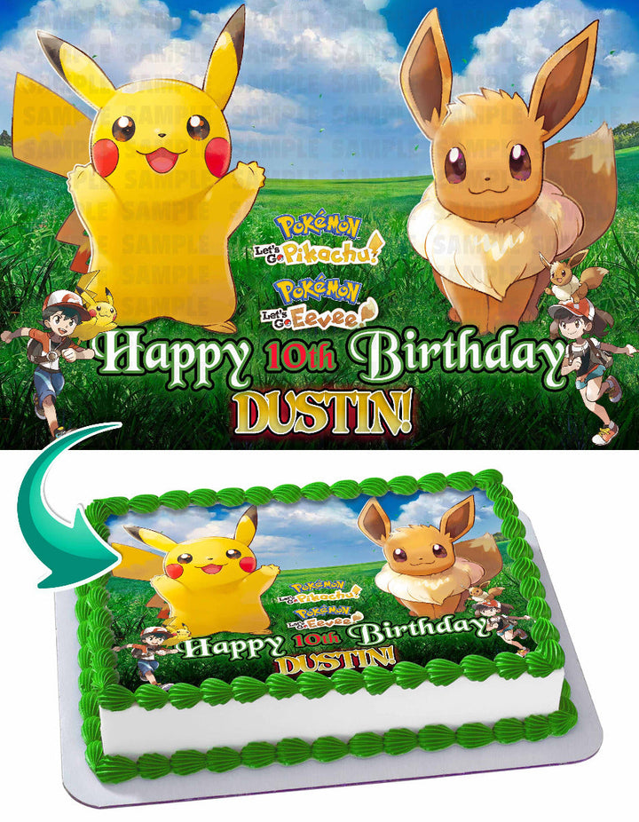 Pokemon Lets Go Pikachu and Lets Go Eevee Edible Cake Toppers