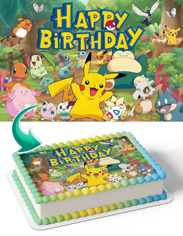 Pokemon Anime Cards GB Edible Cake Toppers