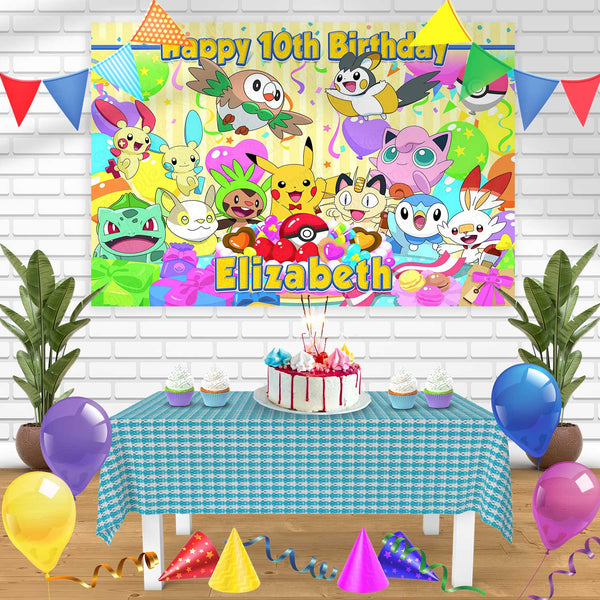 Pokemon Party Celebration Background Bn Birthday Banner Personalized Party Backdrop Decoration