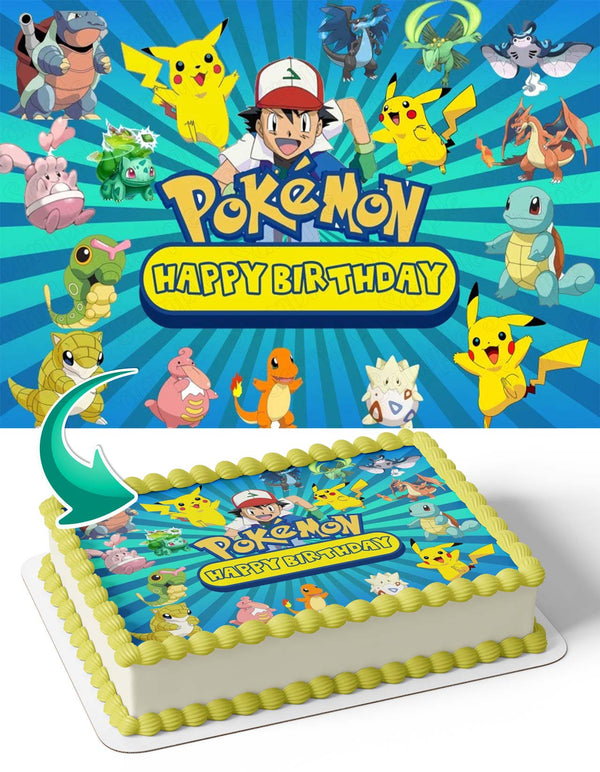 Pokemon Pikachu Ash Kids Cartoon Edible Cake Toppers