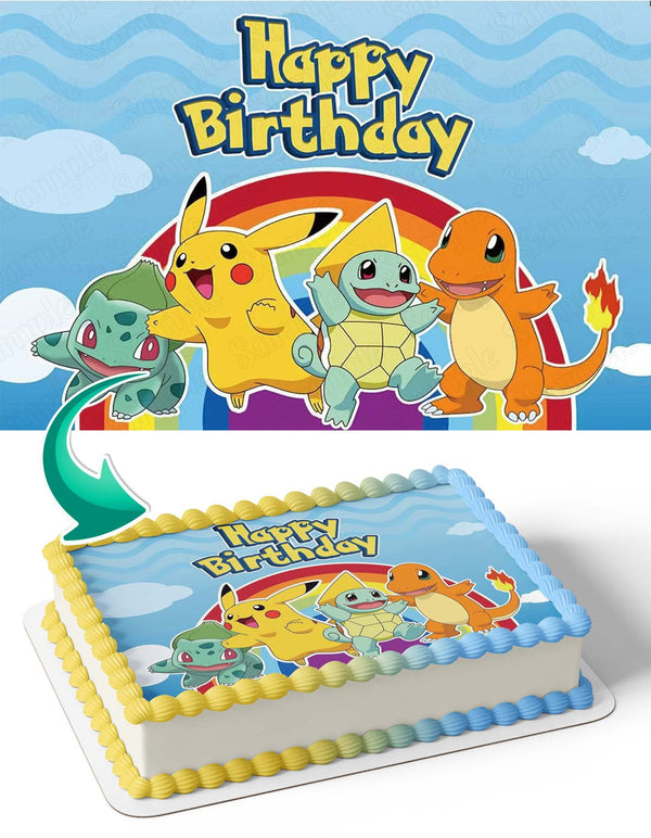 Pokemon Pikachu Charmander Bulbasaur Squirtle Edible Cake Toppers