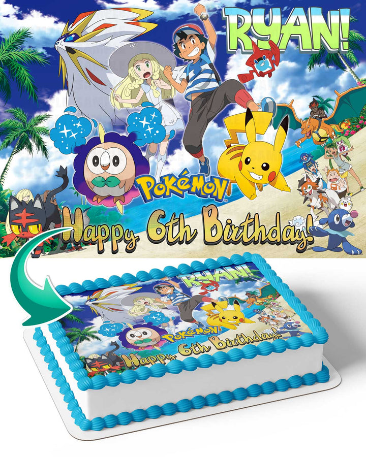 pokemon sun and moon starter Edible Cake Toppers