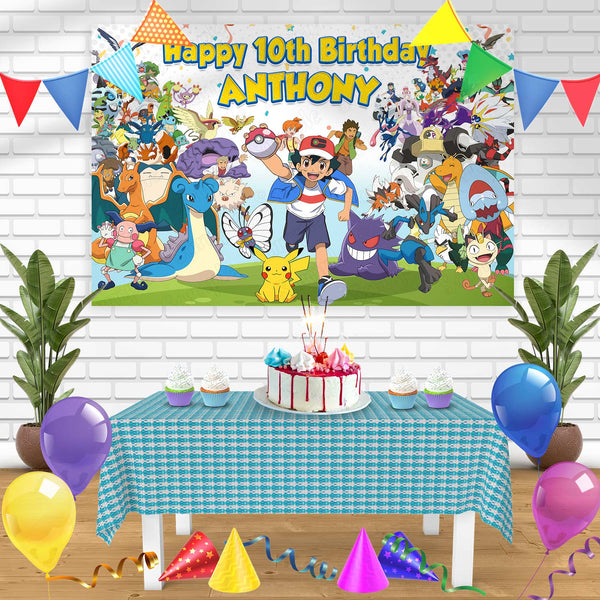 Pokemon to Be a Pokemon Master Bn Birthday Banner Personalized Party Backdrop Decoration