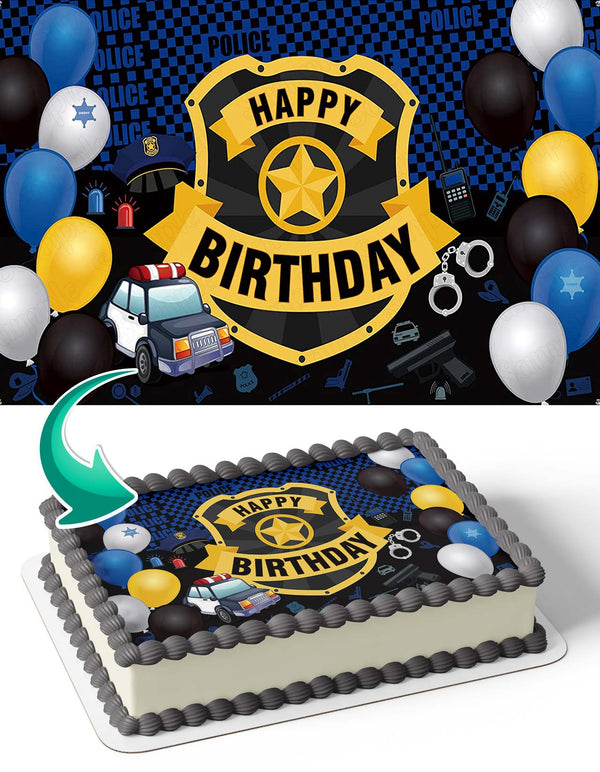 Police Law Force Kid B Edible Cake Toppers