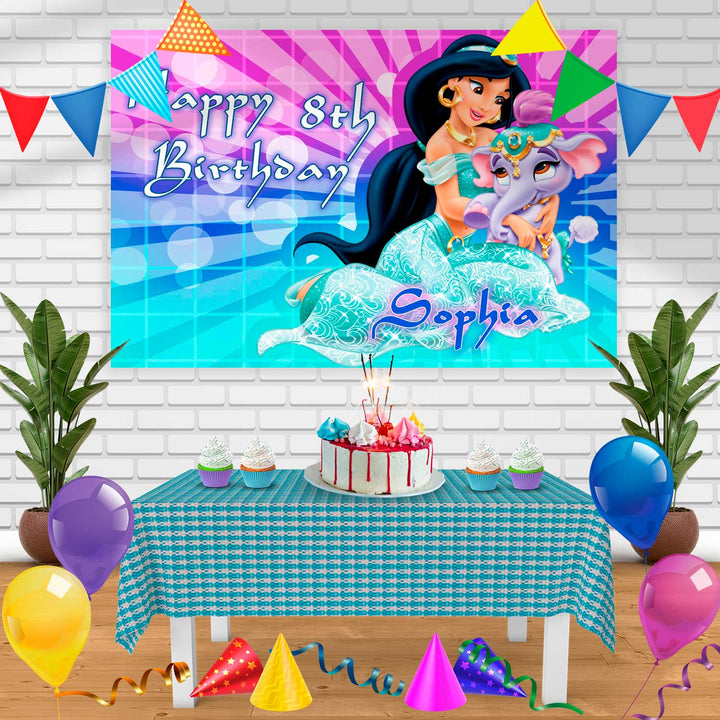 Princess Jasmine Aladdin Birthday Banner Personalized Party Backdrop Decoration