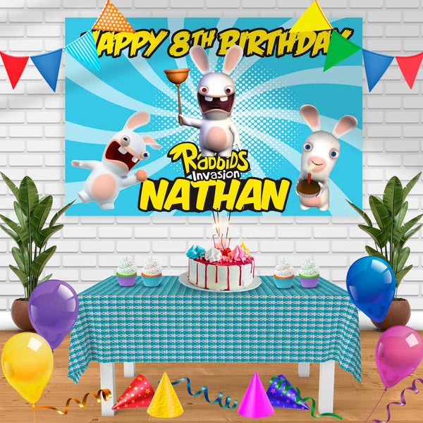 Rabbids Invasion Birthday Banner Personalized Party Backdrop Decoration