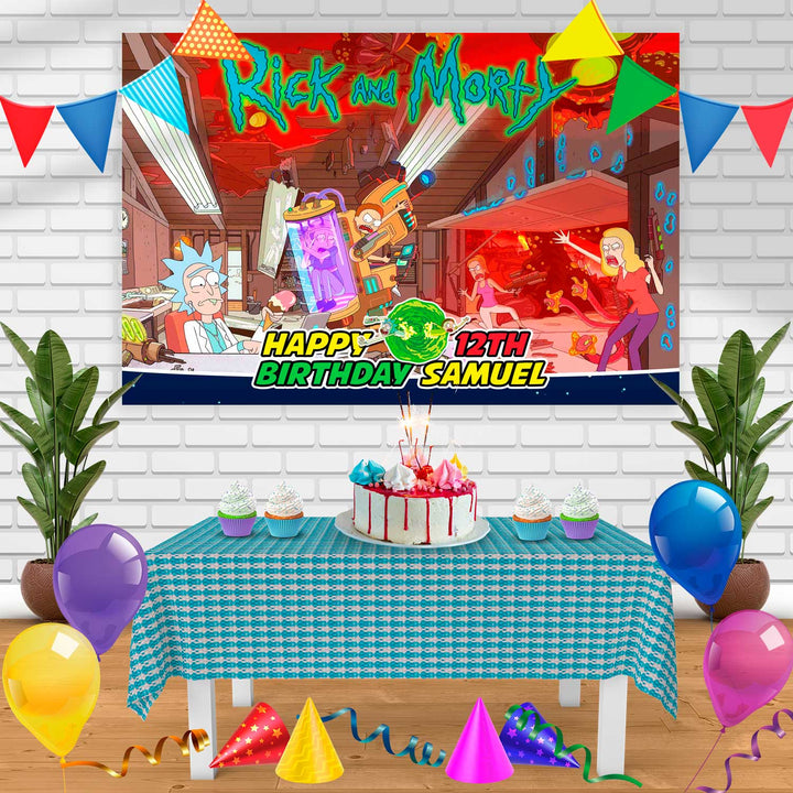 Rick and Morty Birthday Banner Personalized Party Backdrop Decoration