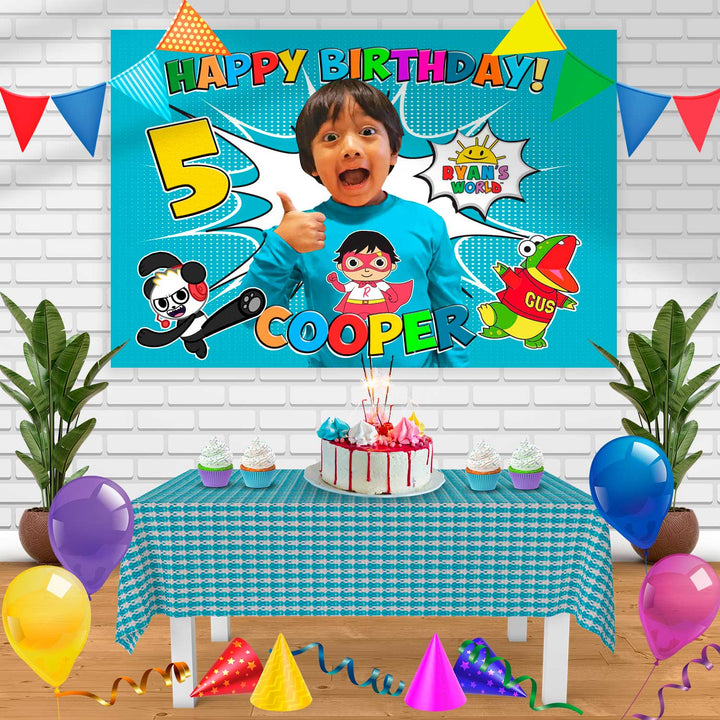 RYAN 2 Birthday Banner Personalized Party Backdrop Decoration