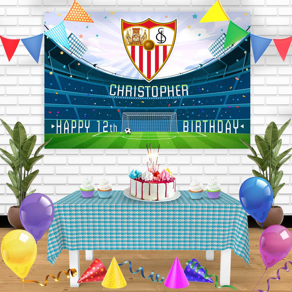 Sevilla FC Birthday Banner Personalized Party Backdrop Decoration