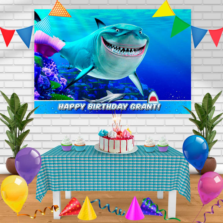 Shark Birthday Banner Personalized Party Backdrop Decoration
