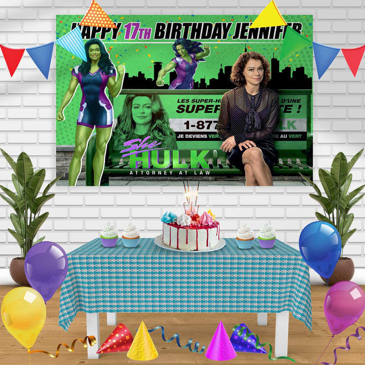 She Hulk Birthday Banner Personalized Party Backdrop Decoration