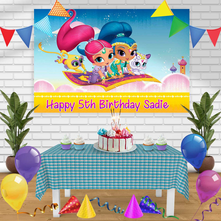 shimmer 2 Birthday Banner Personalized Party Backdrop Decoration
