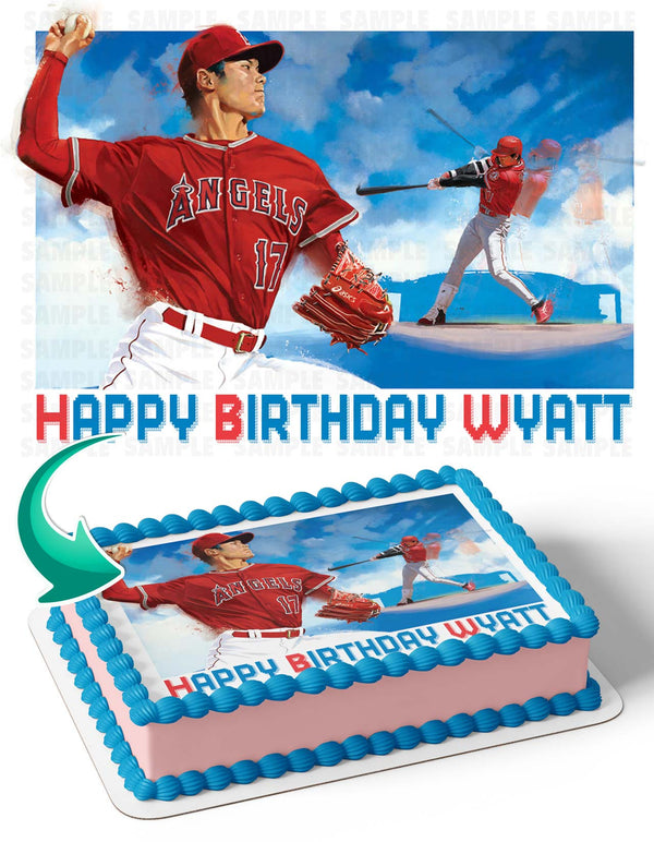 Shohei Ohtani Angels Baseball Edible Cake Toppers