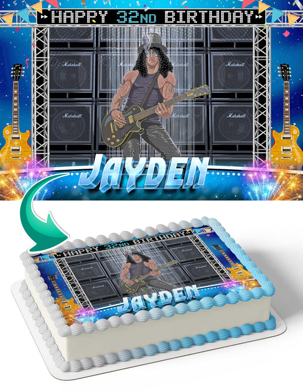 Slash Guns n Roses Guitar Rock Solo Edible Cake Toppers