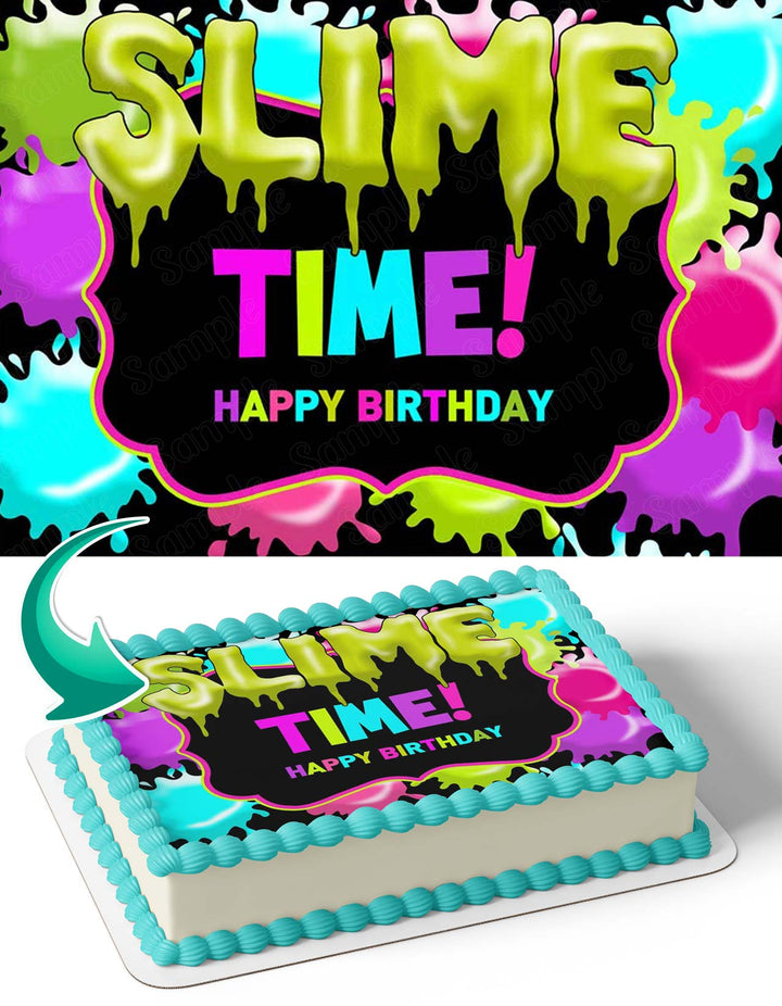 Slime Time Birthday Edible Cake Toppers