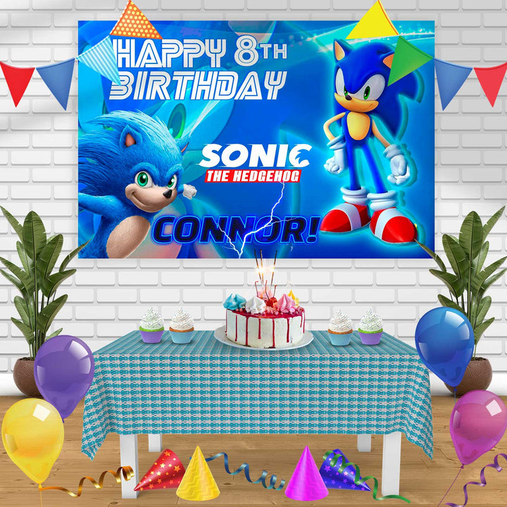 sonic 2 Birthday Banner Personalized Party Backdrop Decoration