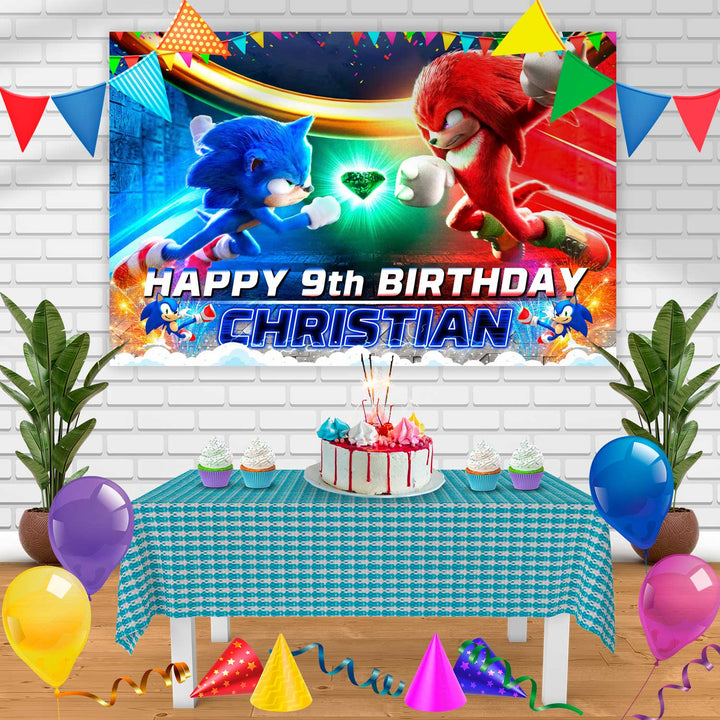 Sonic The Hedgehog 2 2022 V5 Birthday Banner Personalized Party Backdrop Decoration