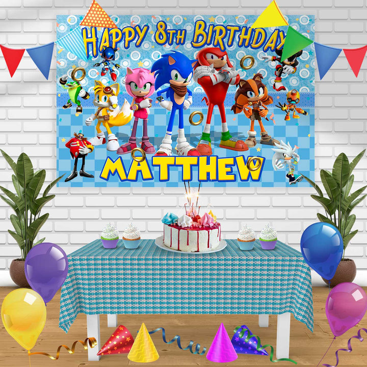 Sonic X Birthday Banner Personalized Party Backdrop Decoration