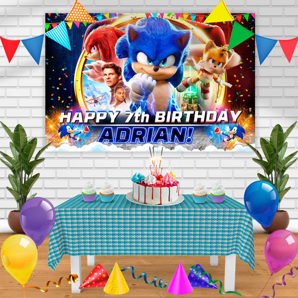 Sonic The Hedgehog Kj Birthday Banner Personalized Party Backdrop Decoration