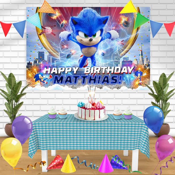 Sonic the Hedgehog S1 Bn Birthday Banner Personalized Party Backdrop Decoration