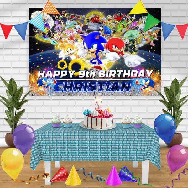 Sonic X c Birthday Banner Personalized Party Backdrop Decoration