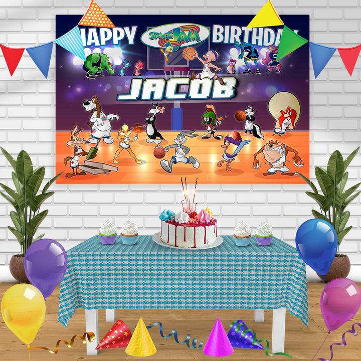Space Jam 1 Birthday Banner Personalized Party Backdrop Decoration