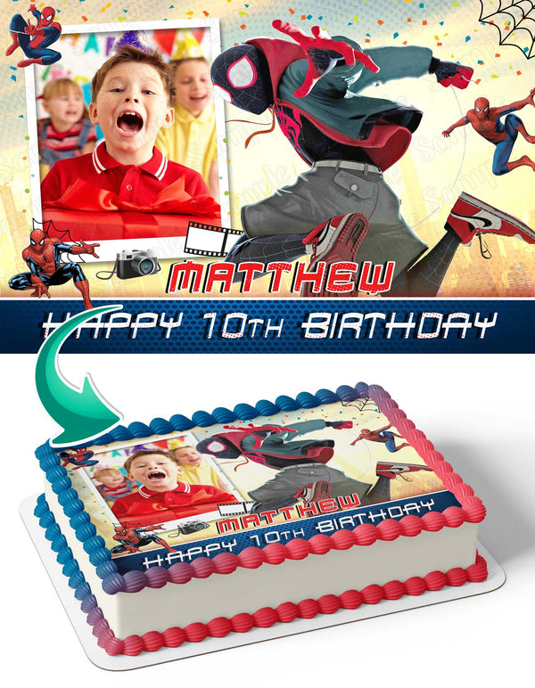 Spiderboy Kids Photo Frame Edible Cake Topper Image