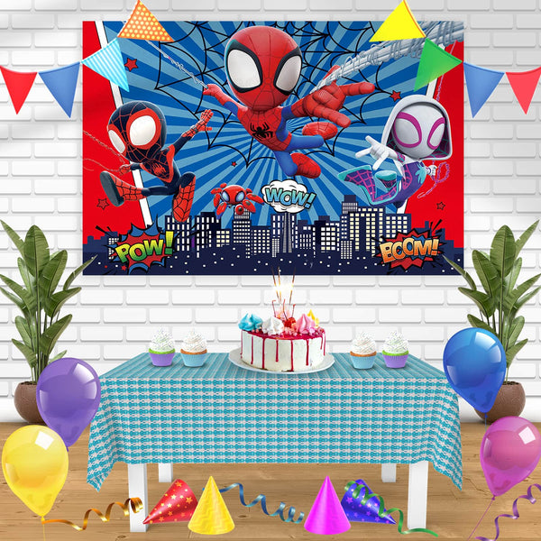 Spidey and His Amazing Friends RB Bn Birthday Banner Personalized Party Backdrop Decoration