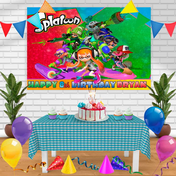 Splatoon 2 Birthday Banner Personalized Party Backdrop Decoration