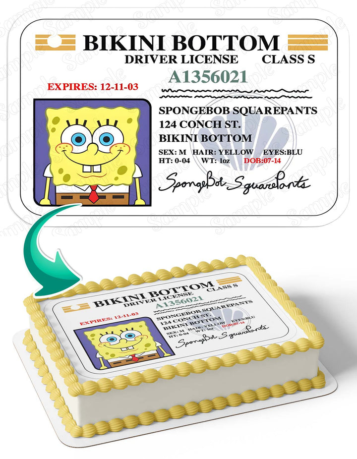 SpongeBob Bikini Bottom Driver License Edible Cake Toppers