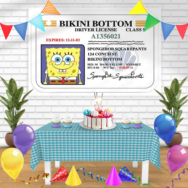 SpongeBob Bikini Bottom Driver License Bn Birthday Banner Personalized Party Backdrop Decoration