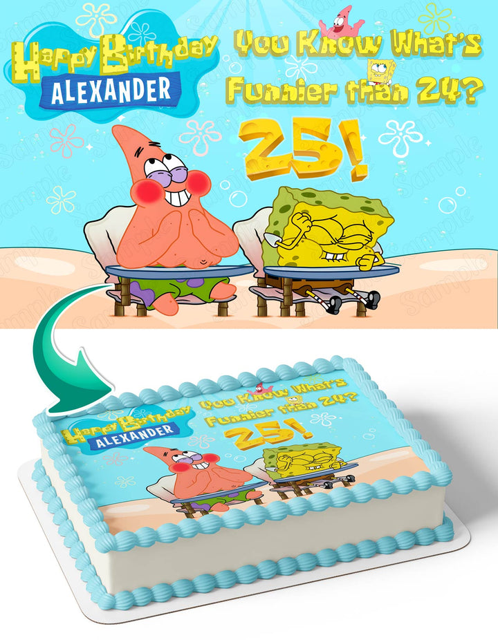 SpongeBob Funnier Than 24 25 HB Edible Cake Toppers