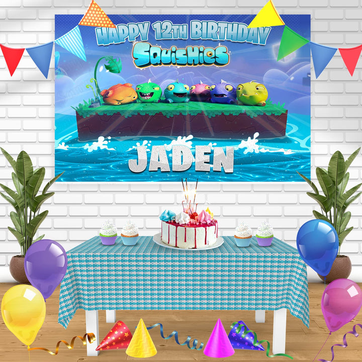 Squishies VR Game Bn Birthday Banner Personalized Party Backdrop Decoration