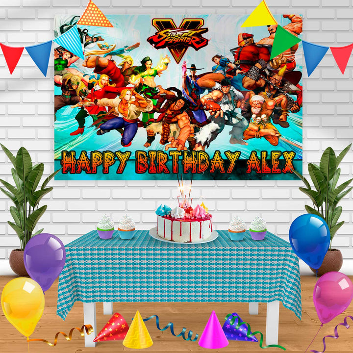 Street Fighter Birthday Banner Personalized Party Backdrop Decoration
