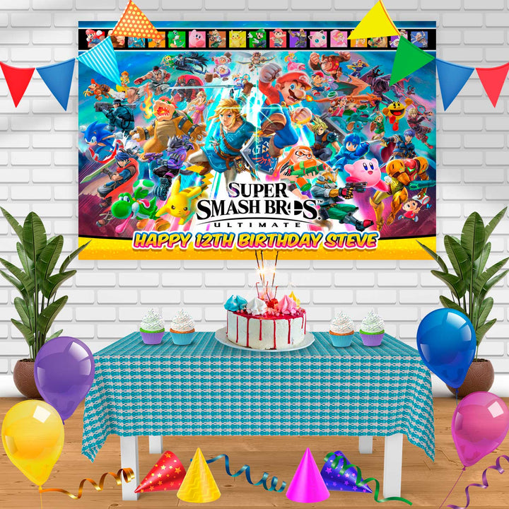Super Smash Bros Ultimate 2018 Birthday Banner Personalized Party Backdrop Decoration