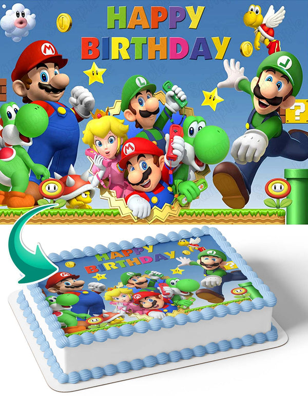 Super Mario Bros Luigi World Edible Cake Toppers