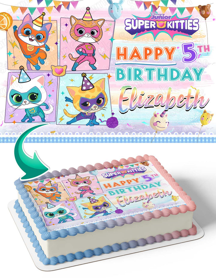 SuperKitties Disney Junior Girl Pink Edible Cake Toppers