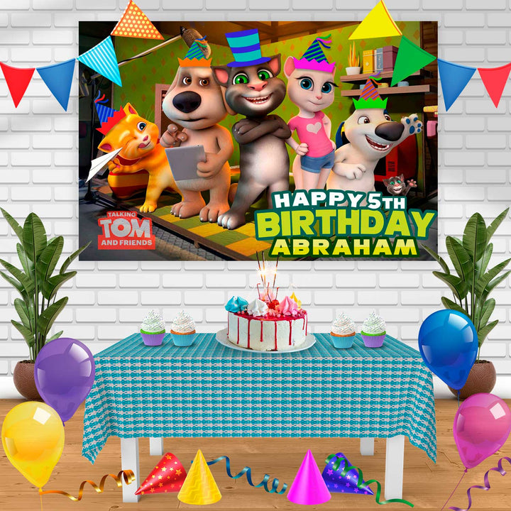 talking tom and friends Birthday Banner Personalized Party Backdrop Decoration