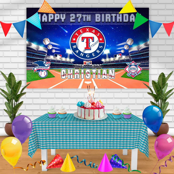 Texas Rangers Birthday Banner Personalized Party Backdrop Decoration