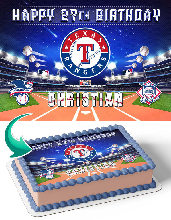 Texas Rangers Baseball Edible Cake Toppers