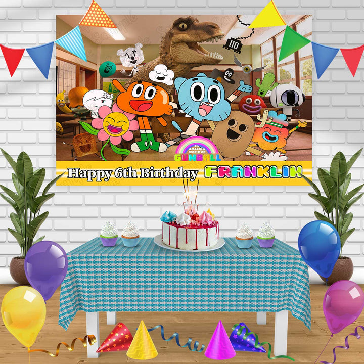 The Amazing World of Gumball Birthday Banner Personalized Party Backdrop Decoration