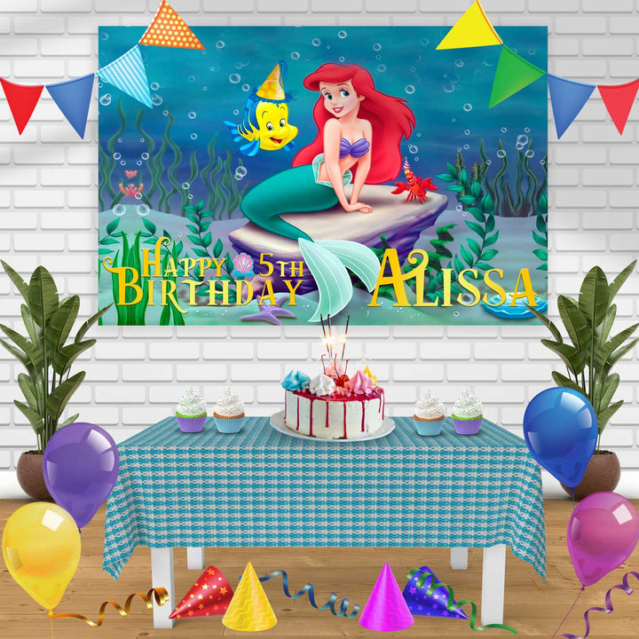 The Little Mermaid Birthday Banner Personalized Party Backdrop Decoration