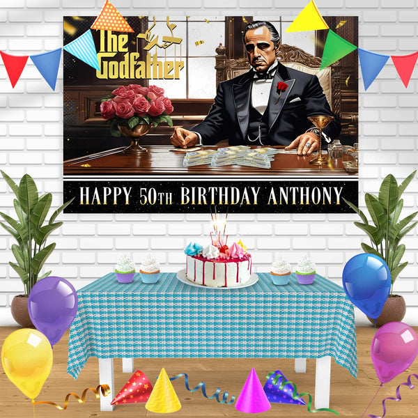 The Godfather Don Vito Corleone Al Pacino Marlon Brando Bn Birthday Banner Personalized Party Backdrop Decoration
