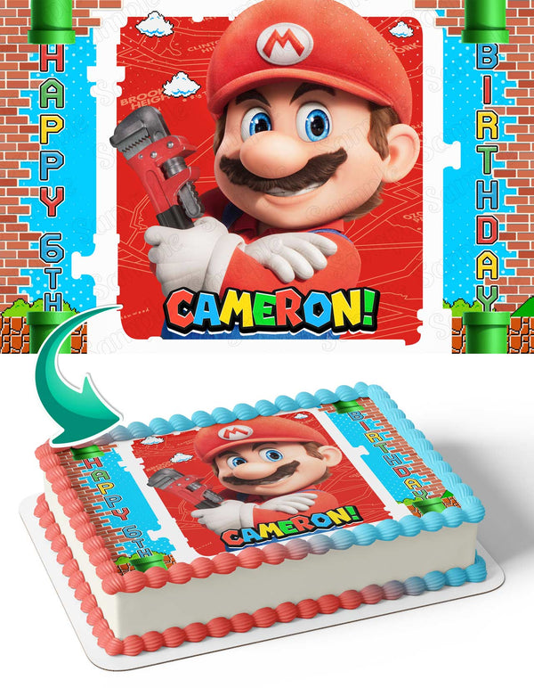 The Super Mario Bros Movie 2023 Mario Red Edible Cake Toppers