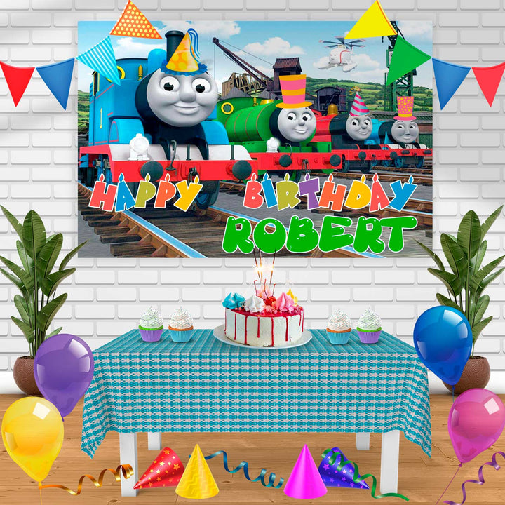 Thomas Birthday Banner Personalized Party Backdrop Decoration