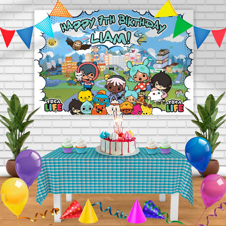 Toca Life World Copy Birthday Banner Personalized Party Backdrop Decoration