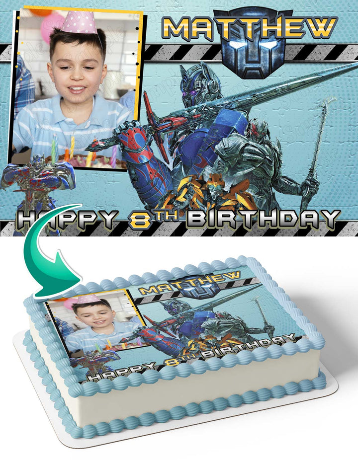 Tranformer Optimus Prime Bumblebee Photo Frame Edible Cake Topper Image